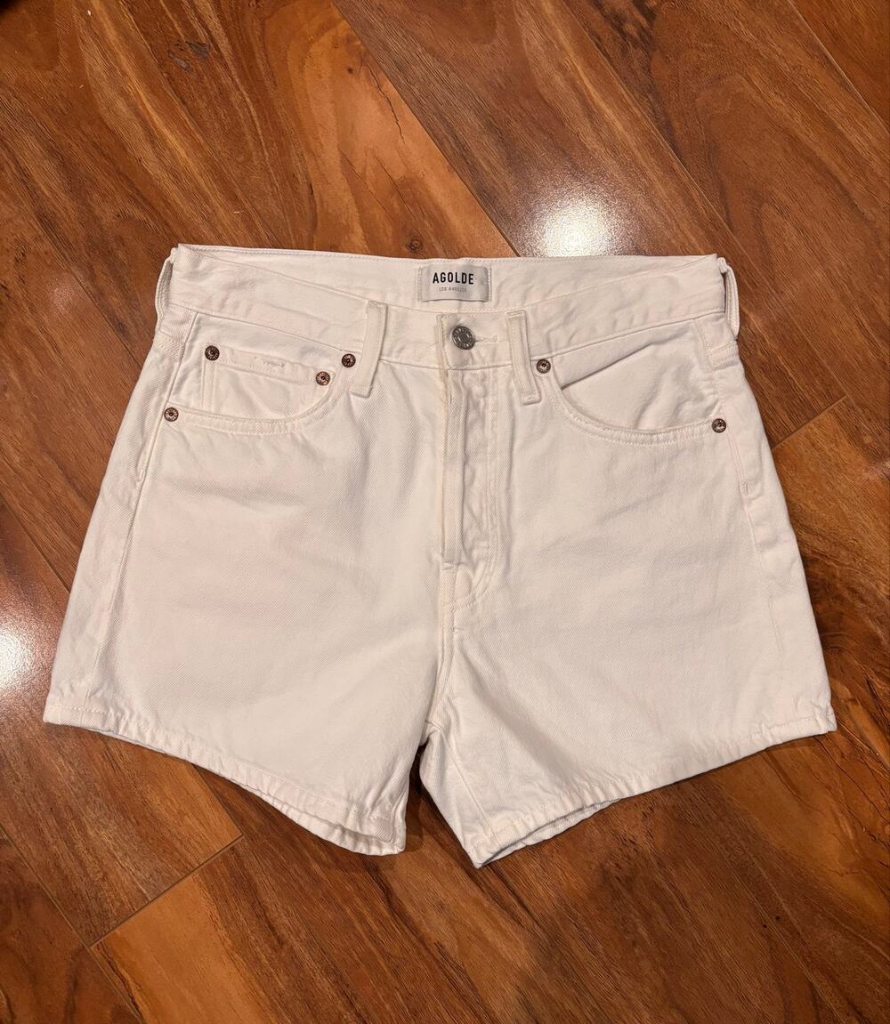 Agolde White High-Waist Denim Shorts